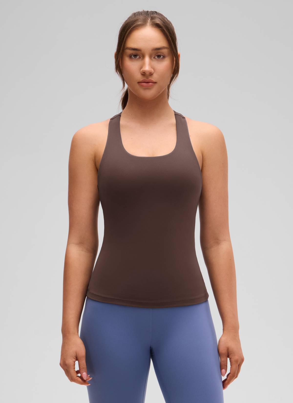 Baju Ketat Yoga Wanita CRZ YOGA Butterluxe Tangki Bra Terbina Dalam Hot Fudge Coklat