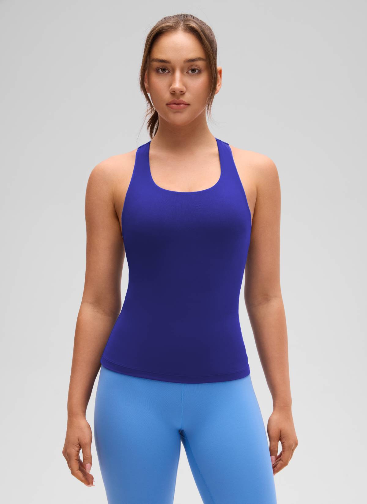 Baju Ketat Yoga Wanita CRZ YOGA Butterluxe Tangki Bra Terbina Dalam Larkspur Biru