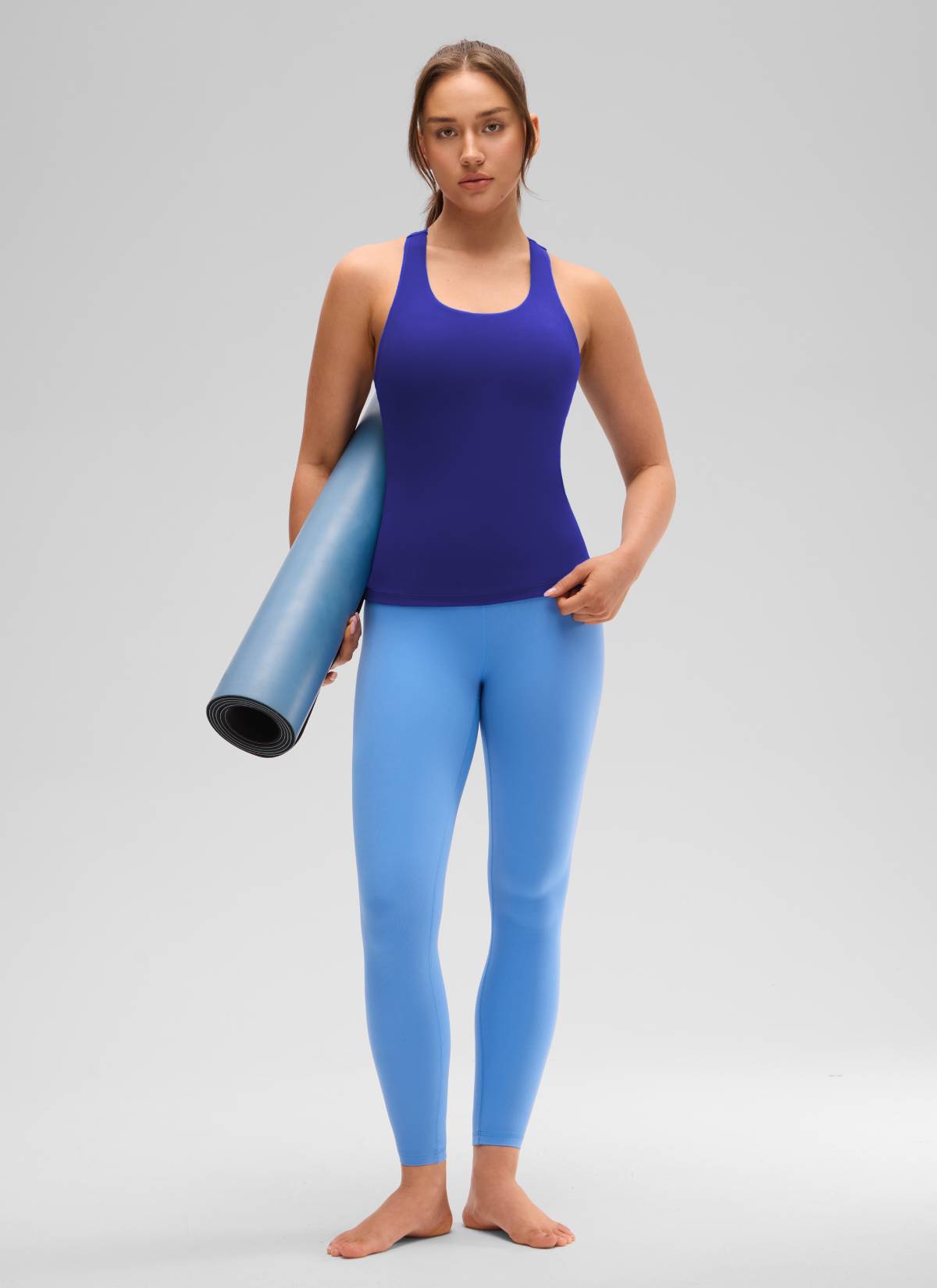Baju Ketat Yoga Wanita CRZ YOGA Butterluxe Tangki Bra Terbina Dalam Larkspur Biru