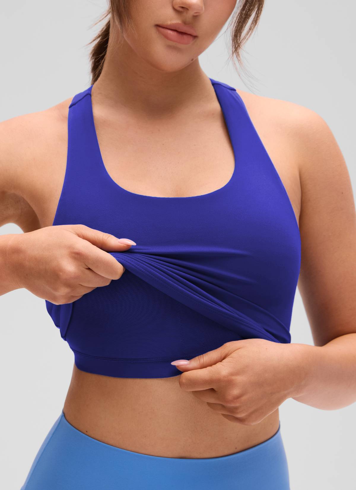 Baju Ketat Yoga Wanita CRZ YOGA Butterluxe Tangki Bra Terbina Dalam Larkspur Biru