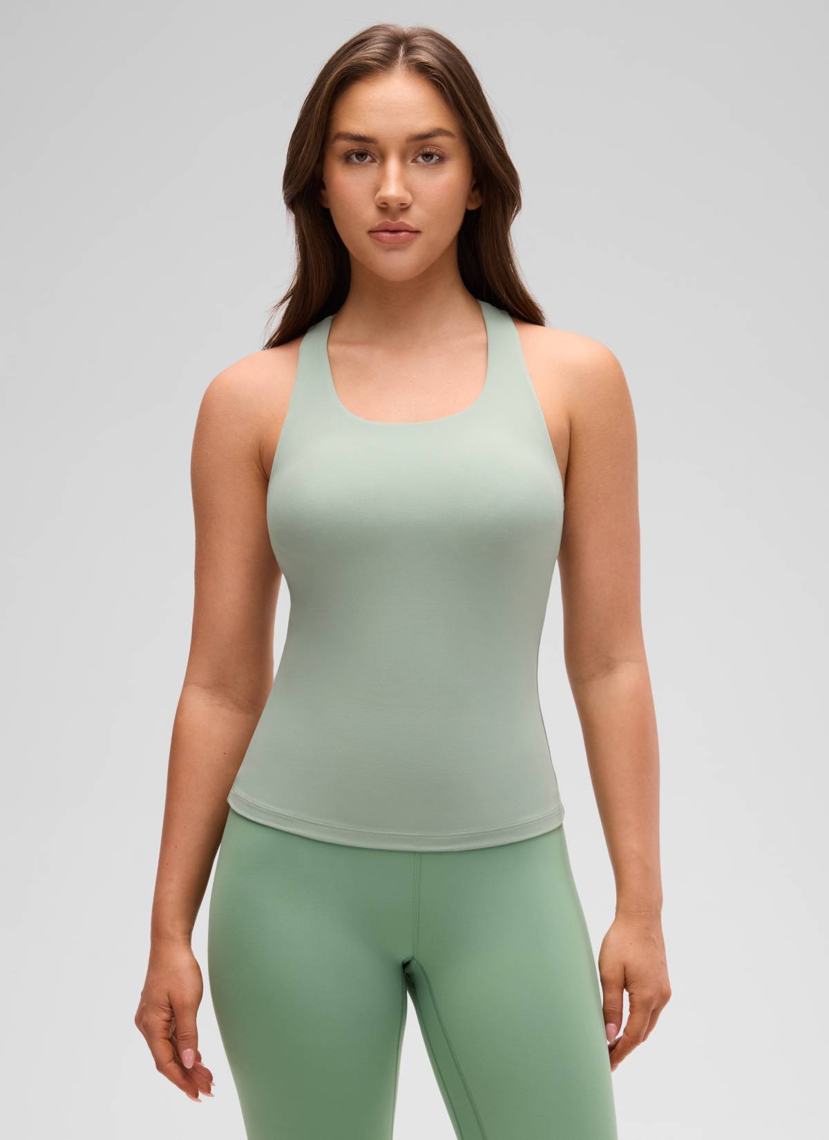 Baju Ketat Yoga Wanita CRZ YOGA Butterluxe Tangki Bra Terbina Dalam Green Palm Court