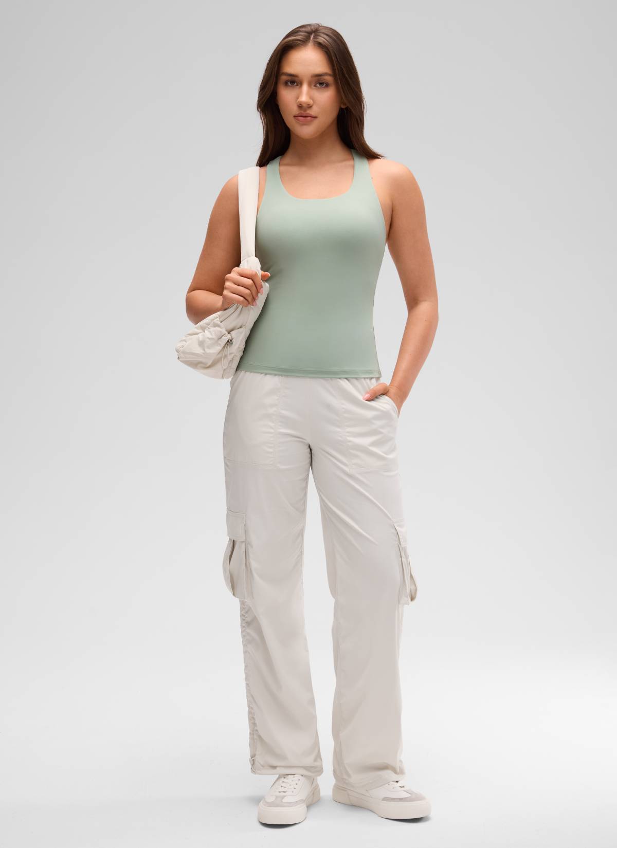 Baju Ketat Yoga Wanita CRZ YOGA Butterluxe Tangki Bra Terbina Dalam Green Palm Court