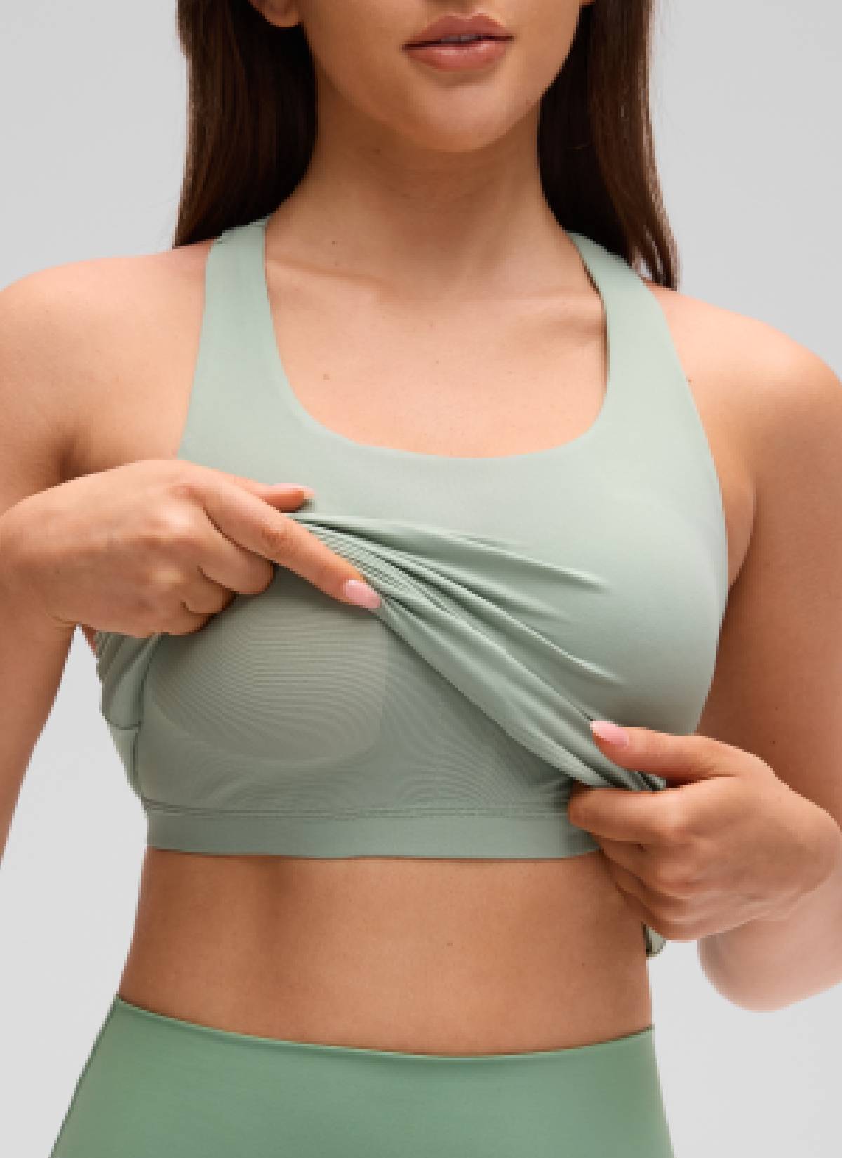 Baju Ketat Yoga Wanita CRZ YOGA Butterluxe Tangki Bra Terbina Dalam Green Palm Court