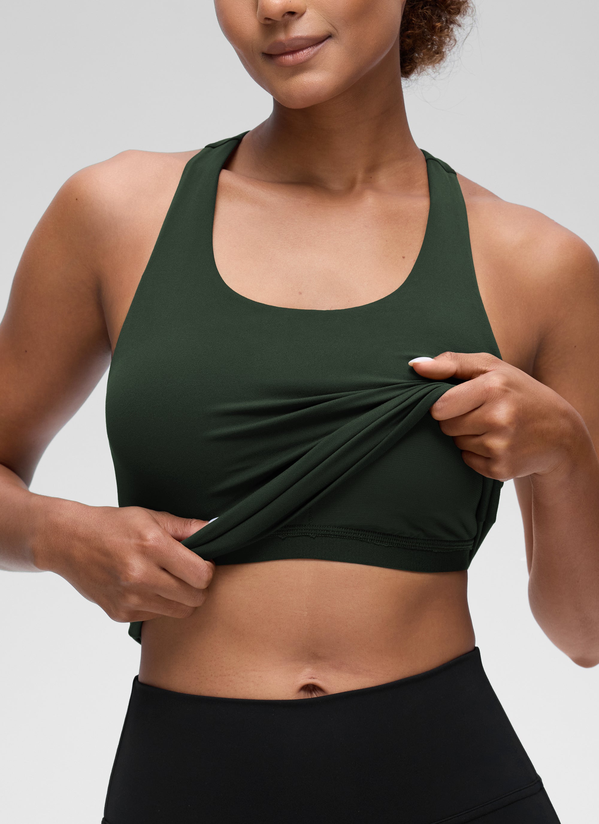 Baju Ketat Yoga Wanita CRZ YOGA Butterluxe Bra Terbina Dalam Tank Legend Green
