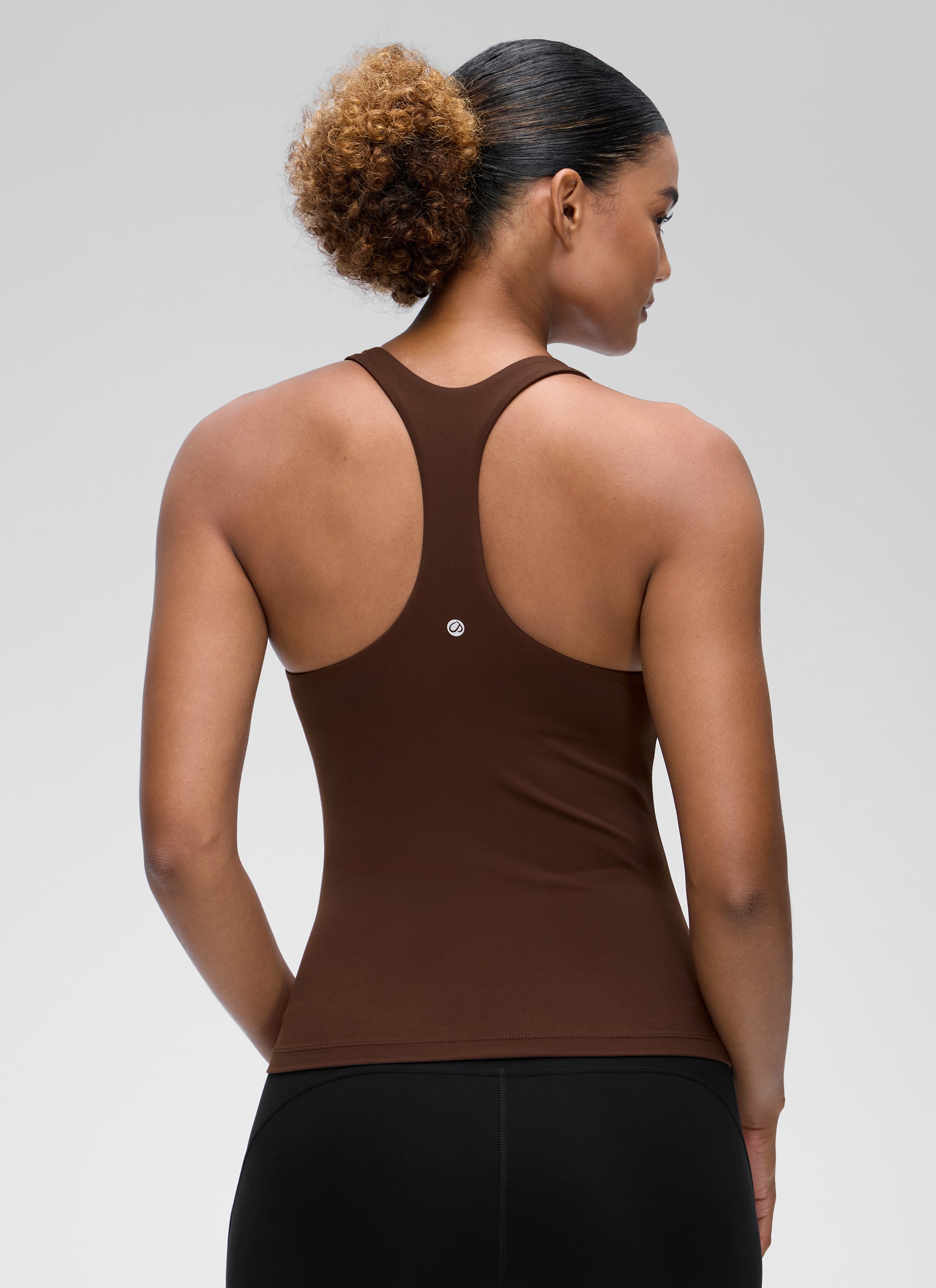 Baju Ketat Yoga Wanita CRZ YOGA Butterluxe Tangki Bra Terbina Dalam Coklat Lava