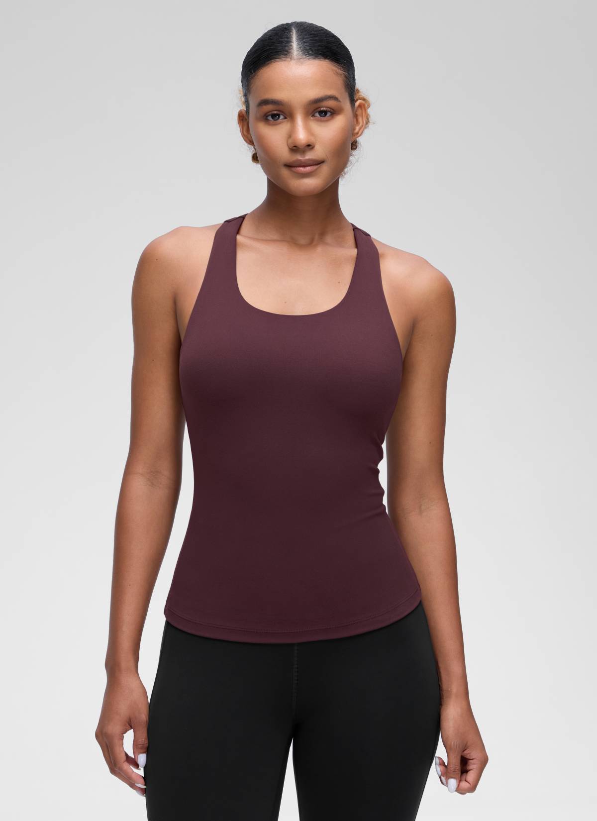 Baju Ketat Yoga Wanita CRZ YOGA Butterluxe Tangki Bra Terbina Dalam Plum Masak