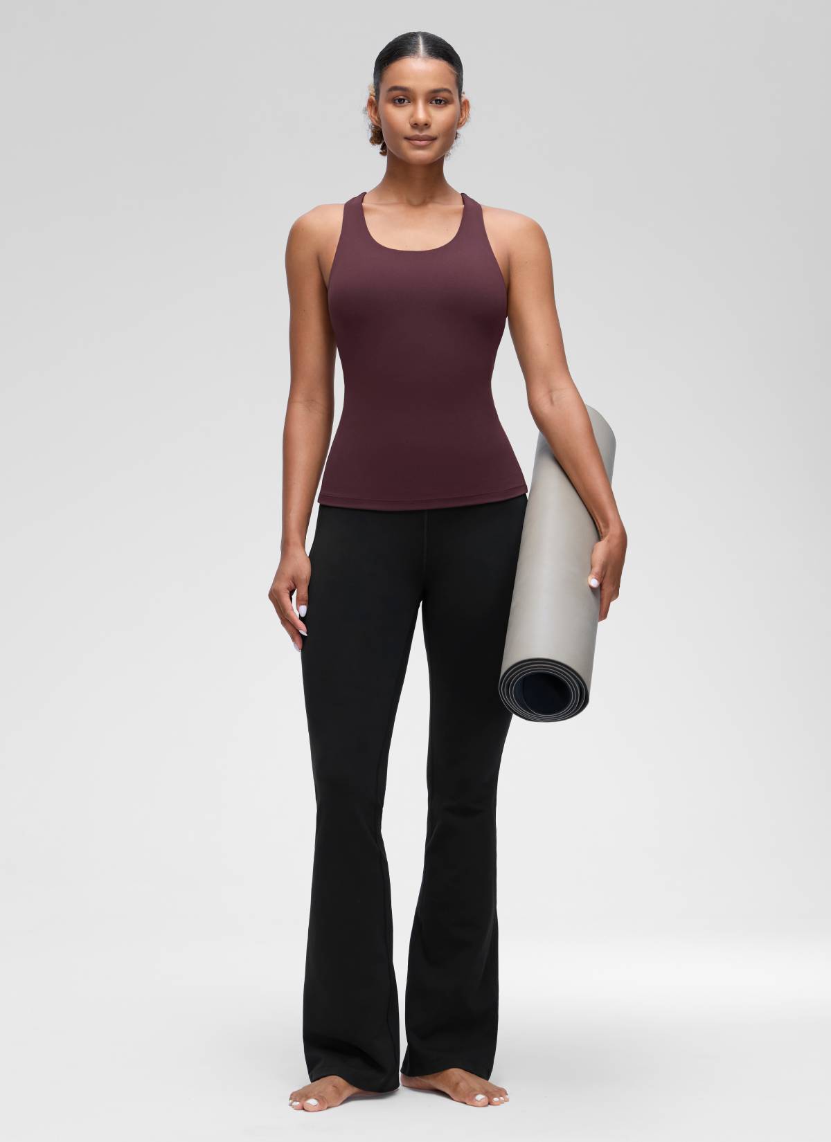 Baju Ketat Yoga Wanita CRZ YOGA Butterluxe Tangki Bra Terbina Dalam Plum Masak