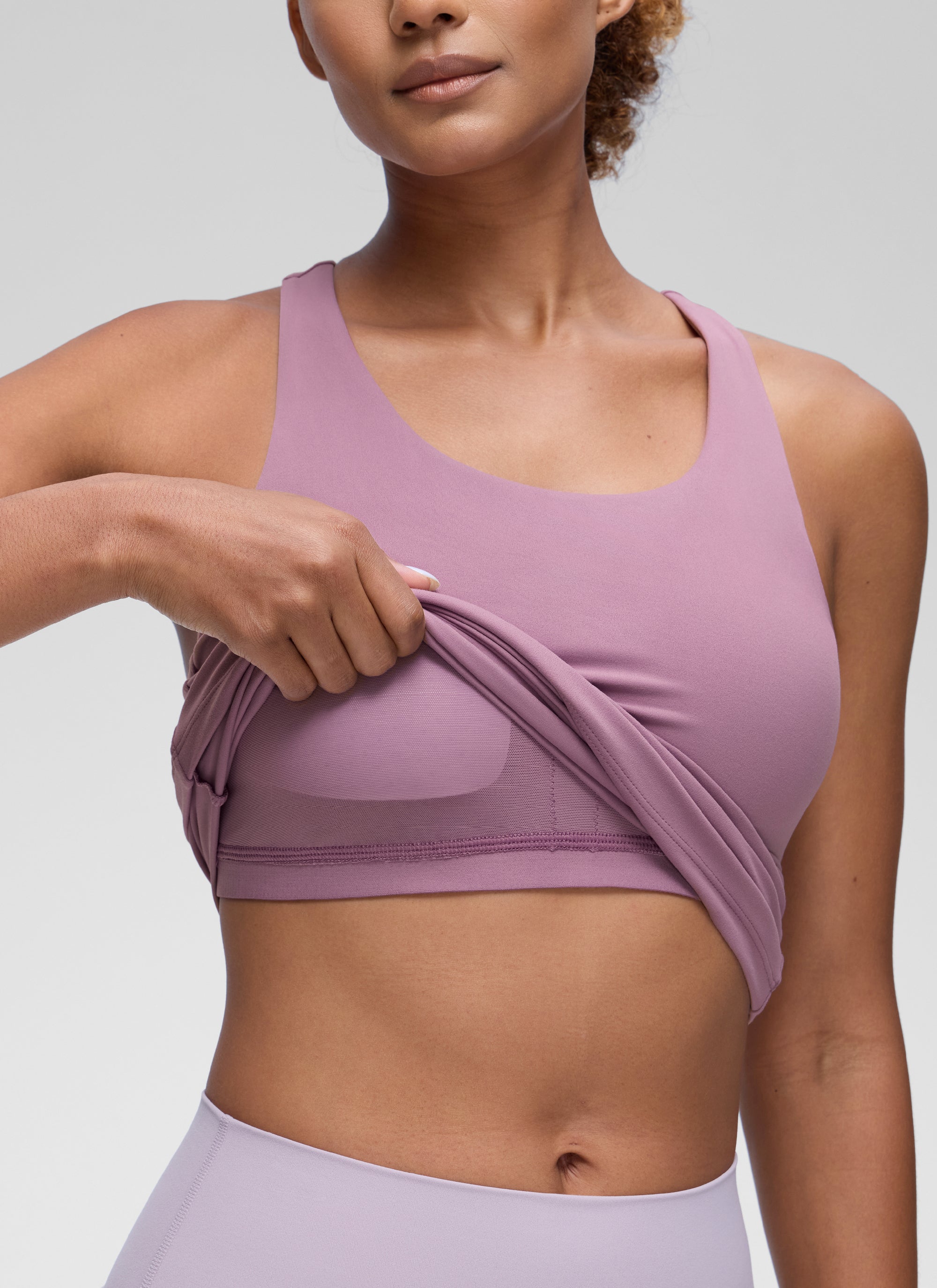 Baju Ketat Yoga Wanita CRZ YOGA Butterluxe Lampu Tangki Bra Terbina Dalam Lavender