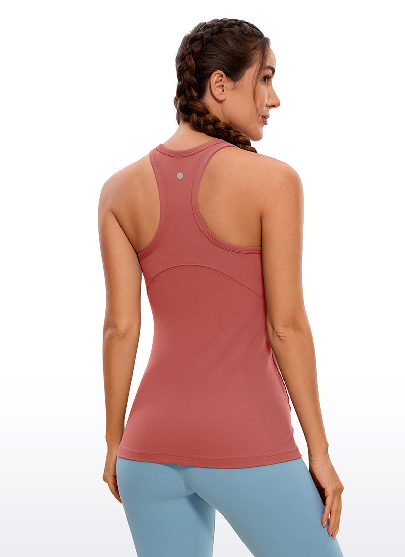Baju Yoga Slim Fit Wanita CRZ YOGA Butterluxe Tangki Racerback Leher Tinggi Briar Rose