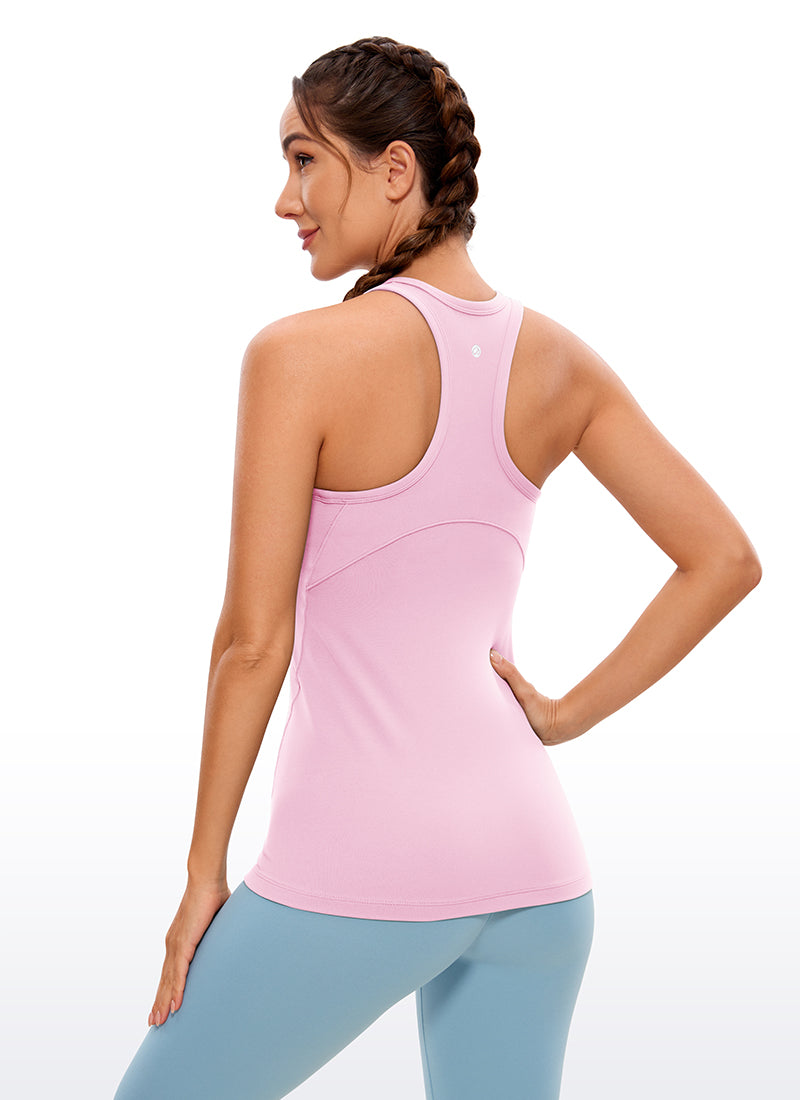 Baju Yoga Slim Fit Wanita CRZ YOGA Butterluxe Peony Merah Jambu Leher Tinggi Tank Racerback