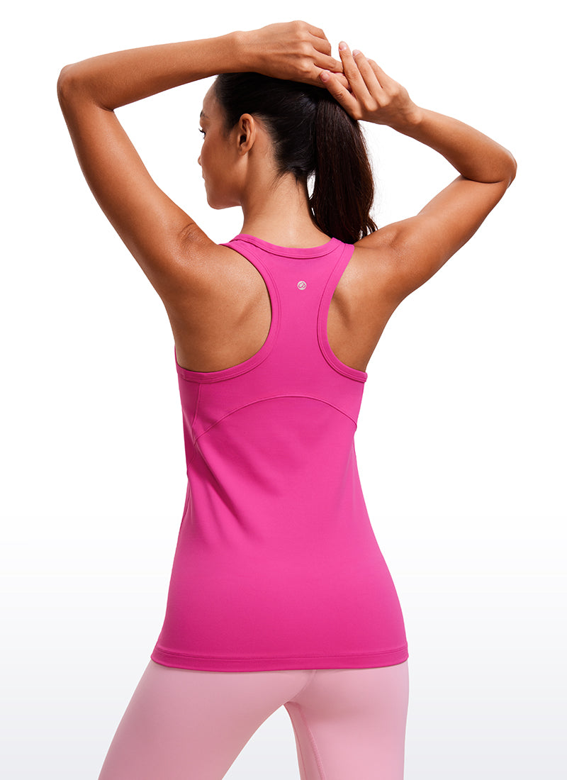 Top Potongan Slim Yoga Wanita CRZ YOGA Tank Top Butterluxe Leher Tinggi Racerback Ungu Hibiscus