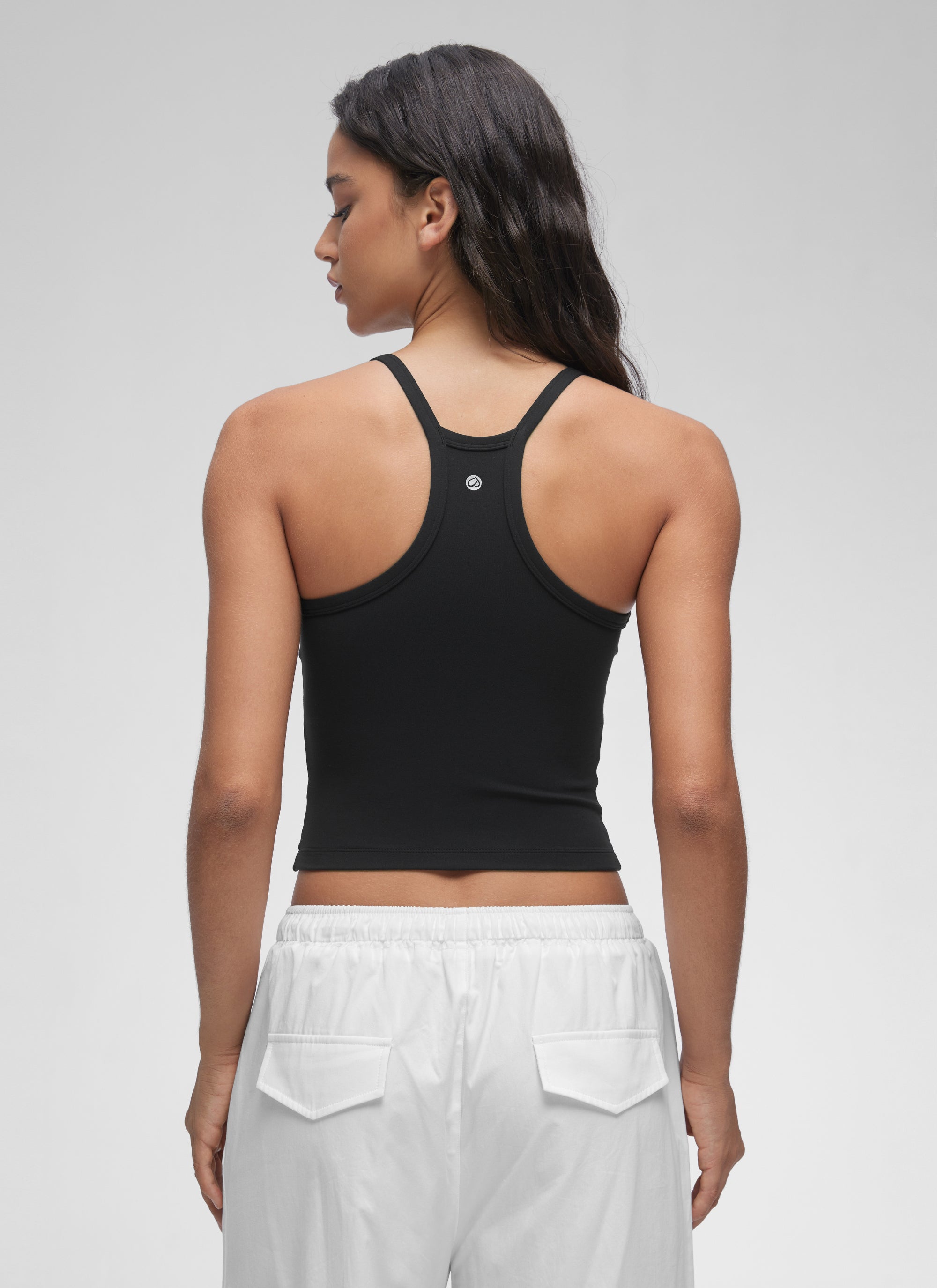 CRZ YOGA Wanita Butterluxe Tank Racerback Leher V Berlapis Dua Lembut Hitam