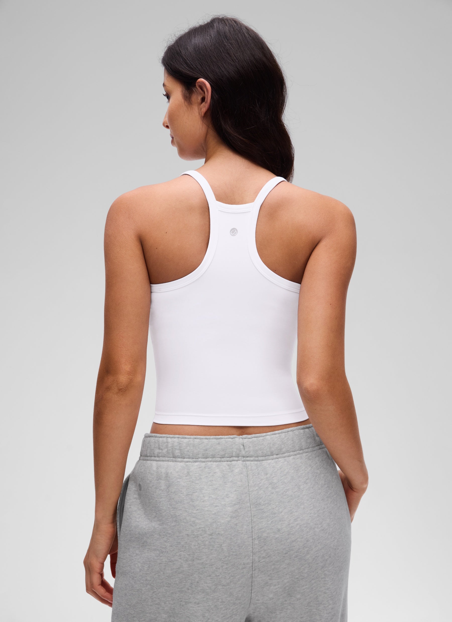 CRZ YOGA Wanita Butterluxe Tank Racerback Leher V Berlapis Dua Lembut Putih
