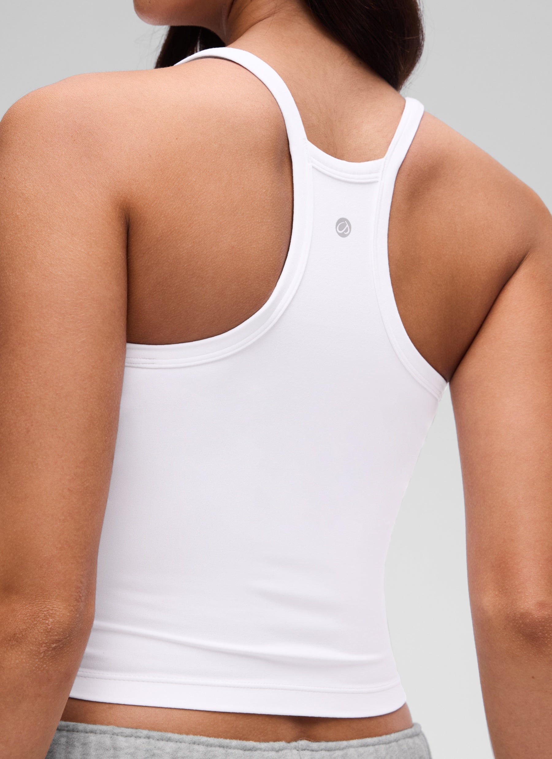 CRZ YOGA Wanita Butterluxe Tank Racerback Leher V Berlapis Dua Lembut Putih