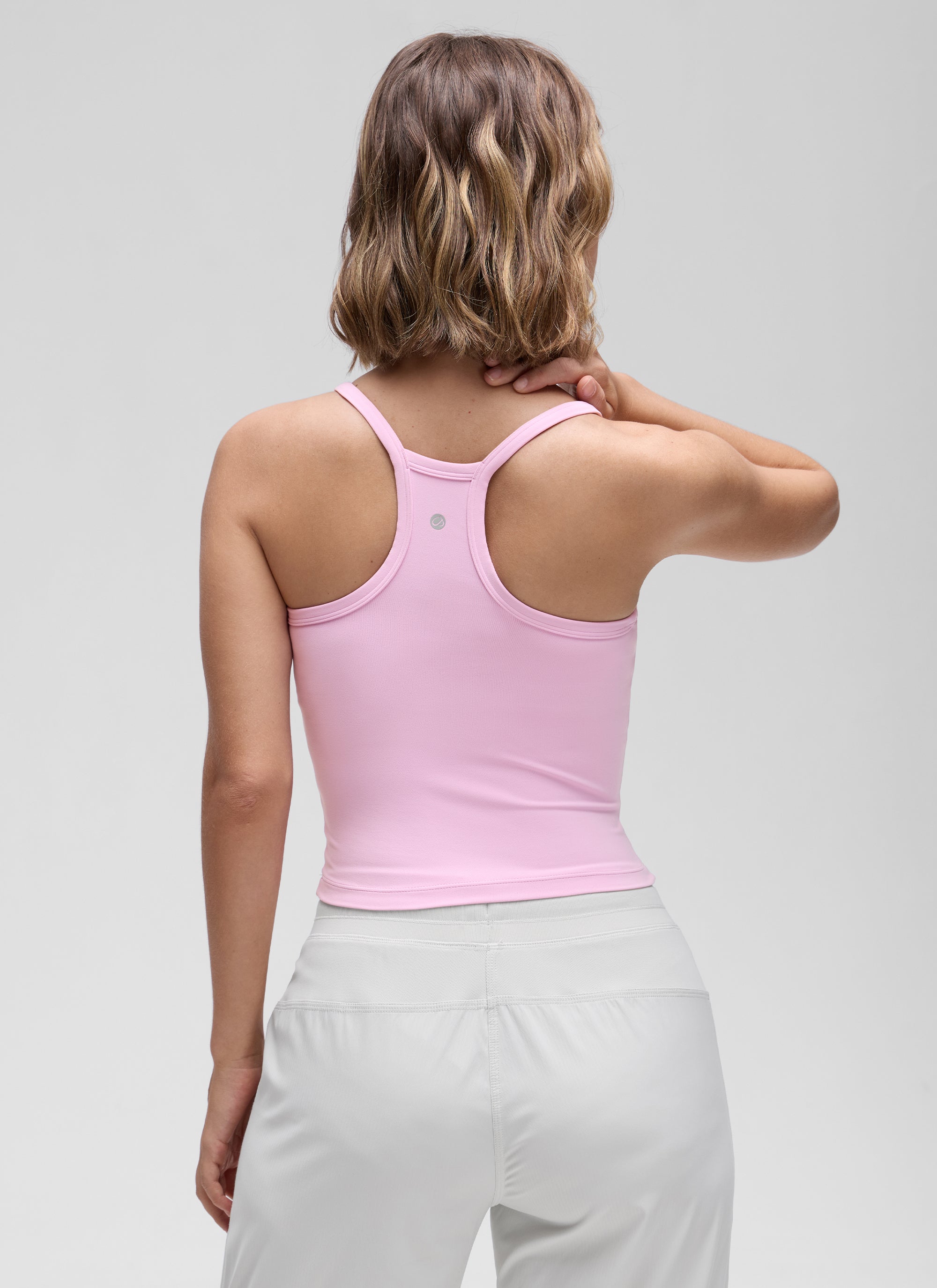 CRZ YOGA Wanita Butterluxe Tank Racerback Leher V Berlapis Dua Lembut Vita Pink