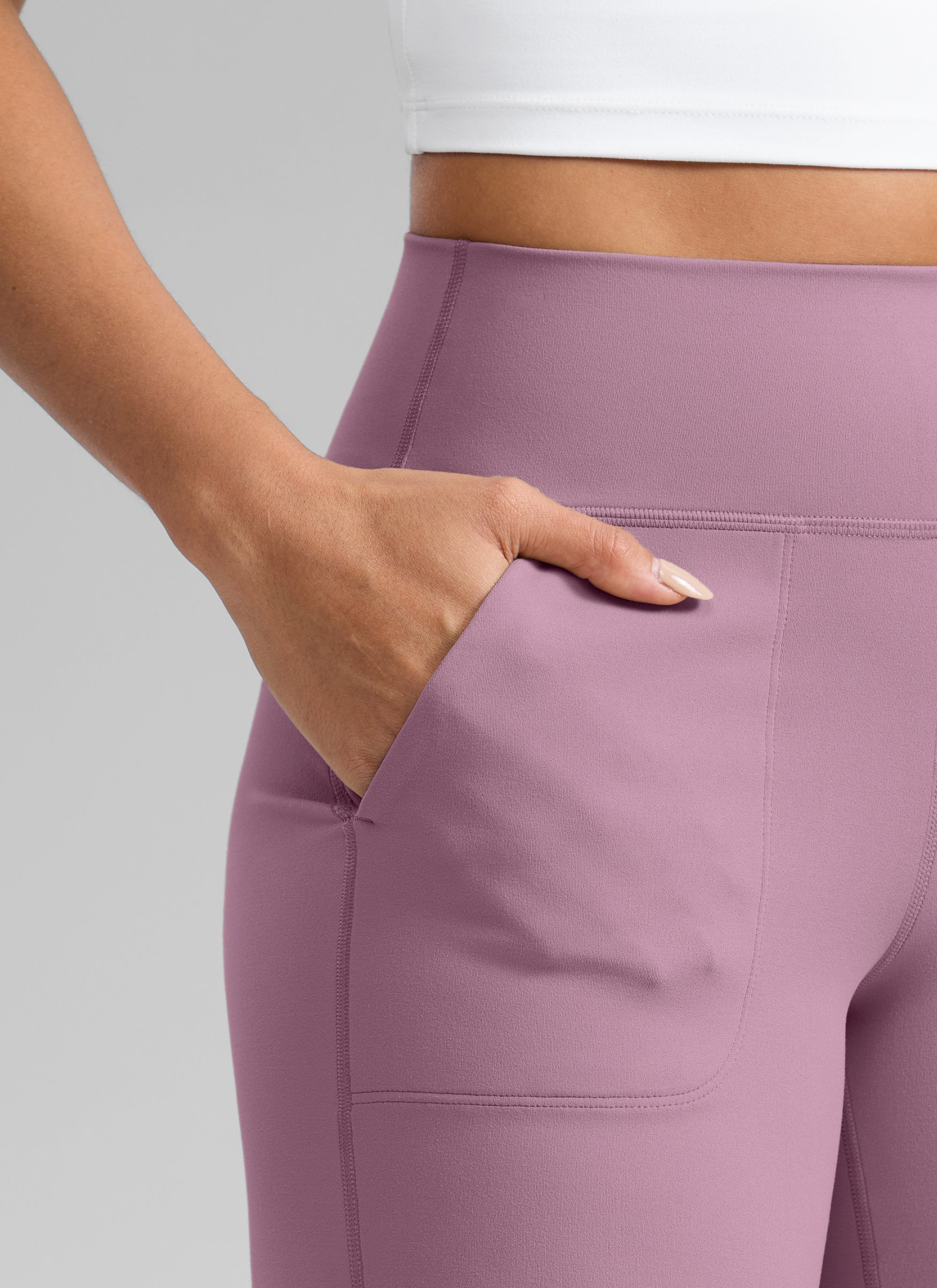 CRZ YOGA Wanita Butterlift Seluar Kaki Lebar Pinggang Tinggi dengan Poket Lavender Muda