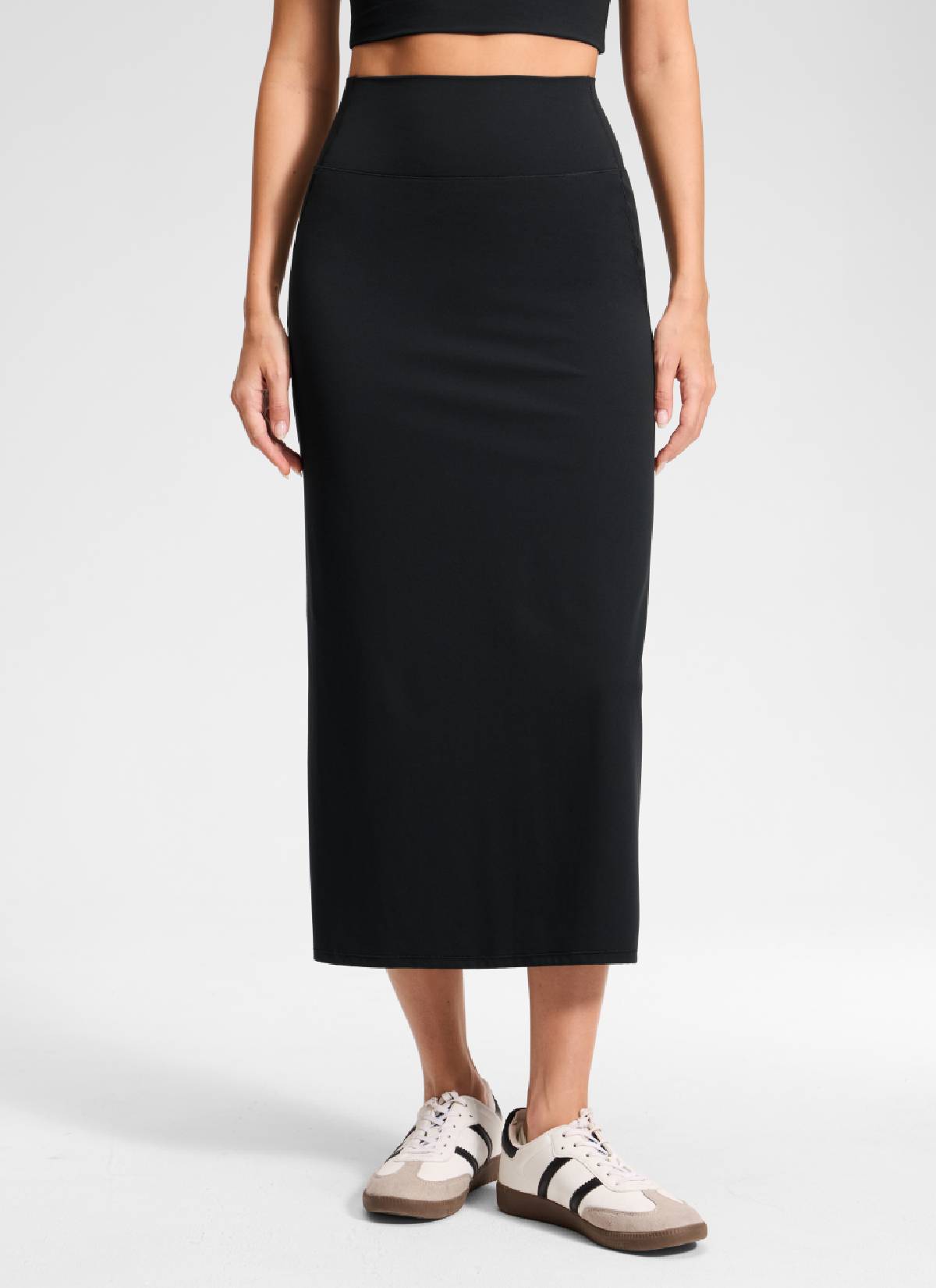 CRZ YOGA Wanita Butterlift Skirt Pensil Maxi Slim Fit Tinggi Hitam