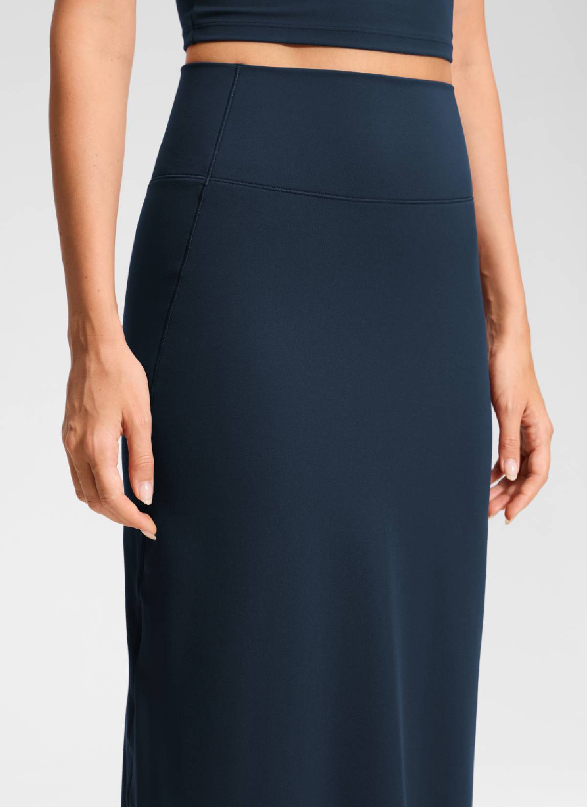 CRZ YOGA Wanita Butterlift Skirt Pensil Maxi Slim Fit Tinggi Warna Biru Dongker