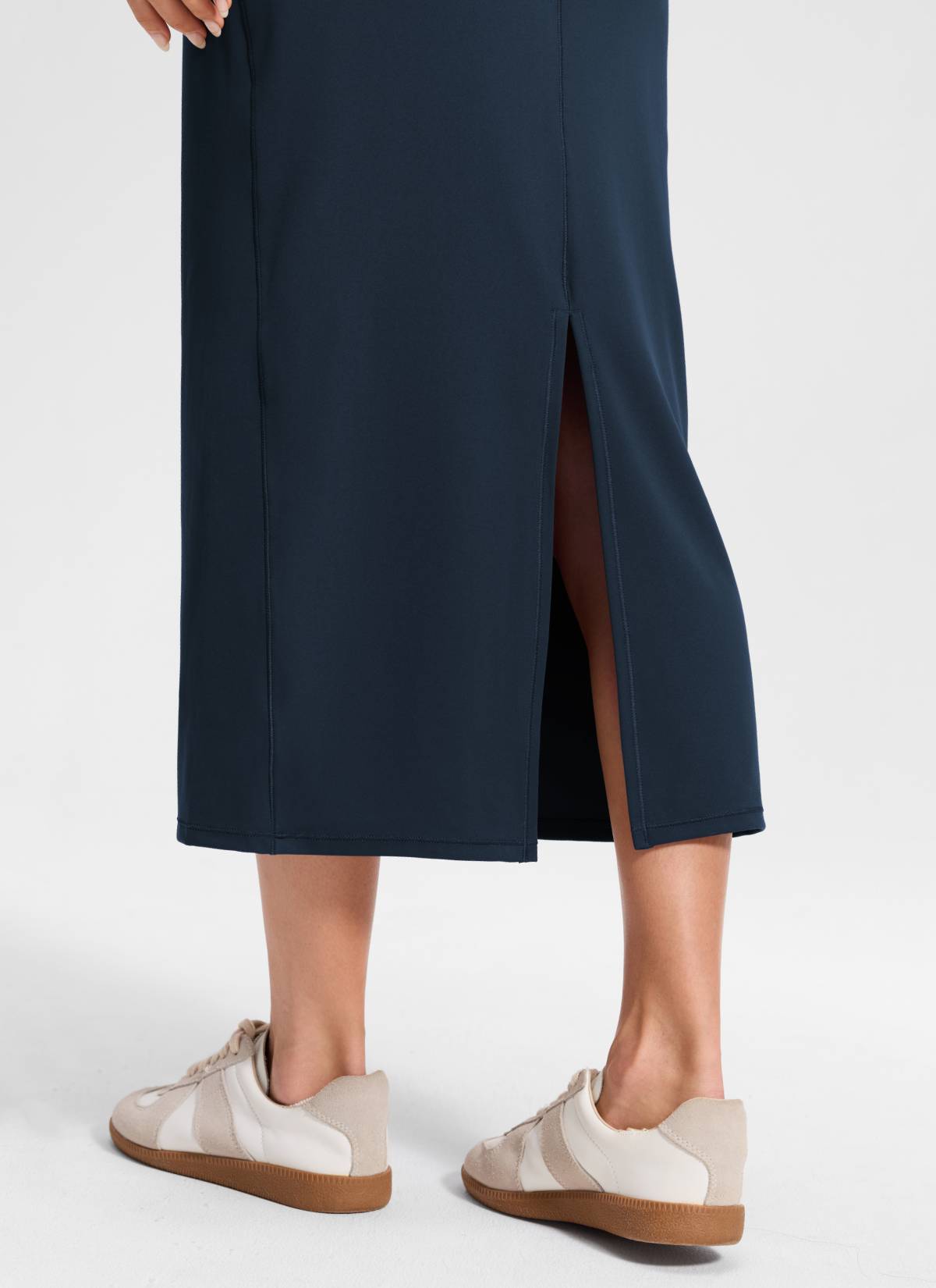 CRZ YOGA Wanita Butterlift Skirt Pensil Maxi Slim Fit Tinggi Warna Biru Dongker