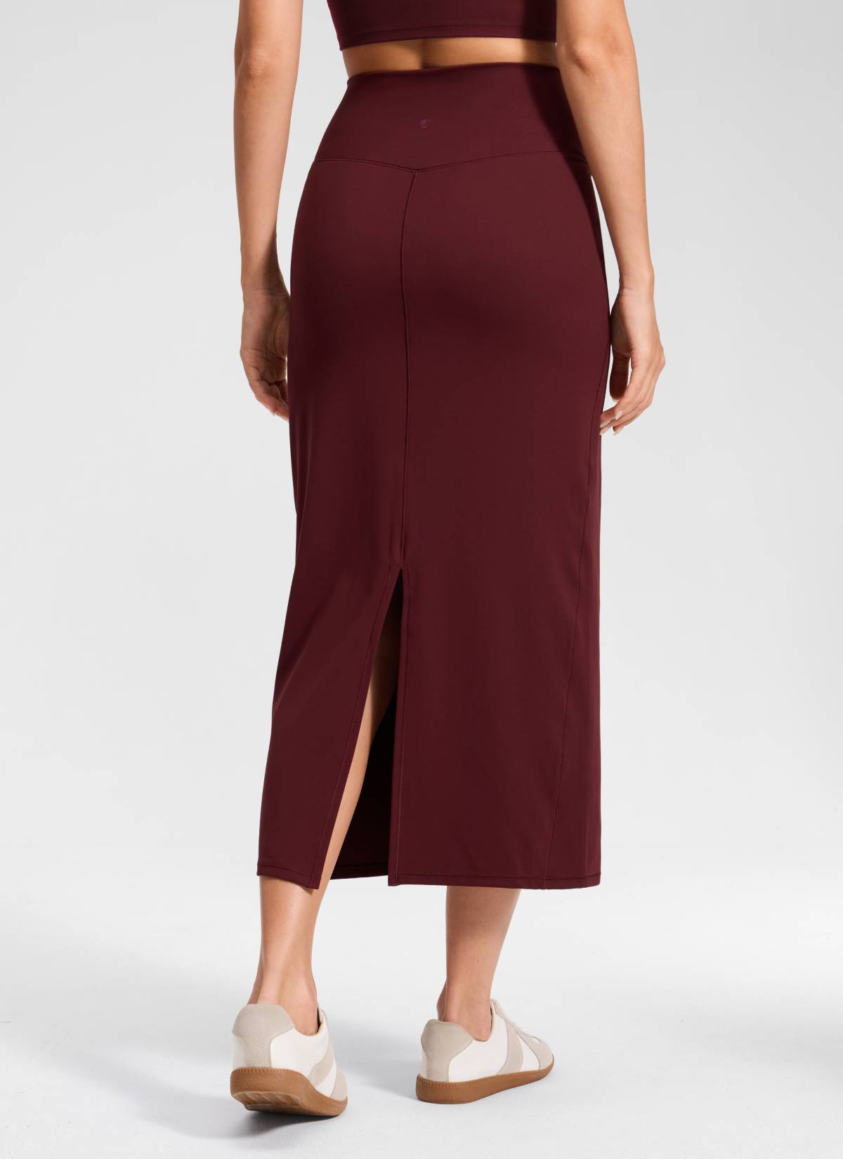 CRZ YOGA Wanita Butterlift Skirt Pensil Maxi Slim Fit Tinggi Merlot Merah
