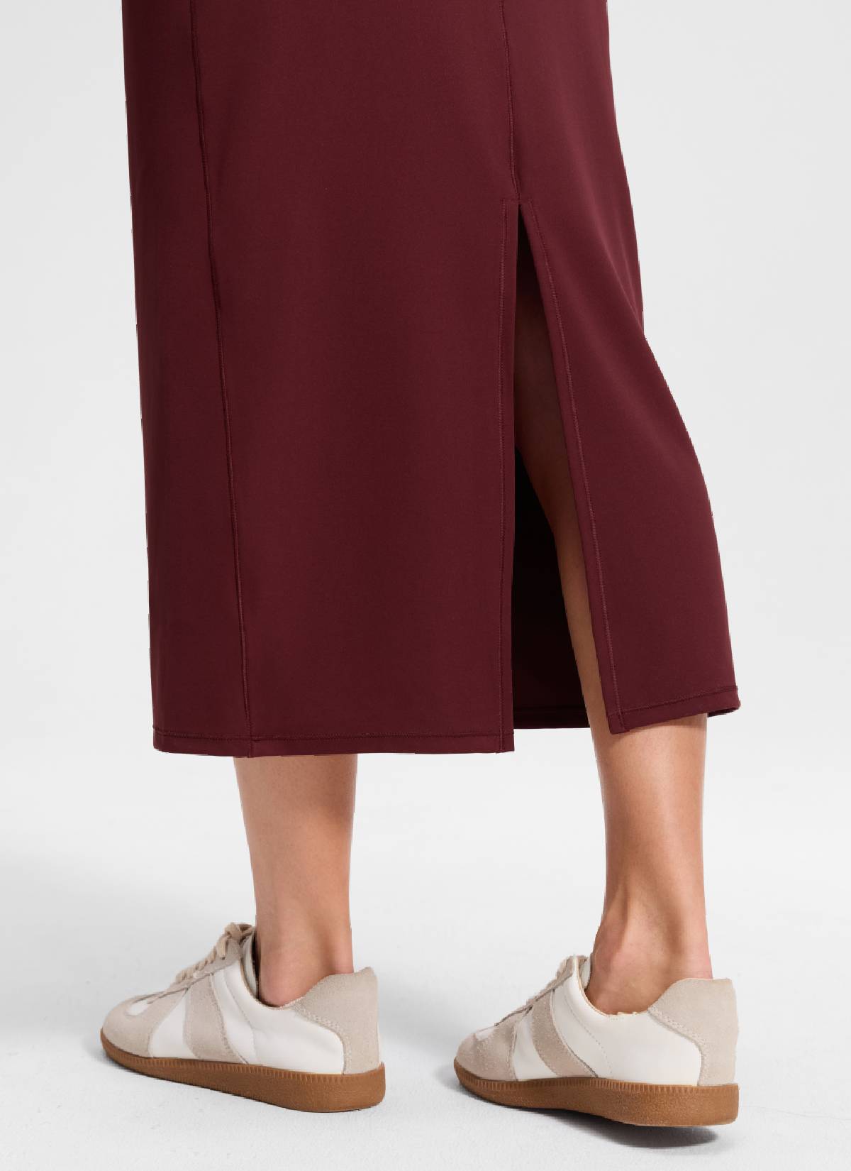 CRZ YOGA Wanita Butterlift Skirt Pensil Maxi Slim Fit Tinggi Merlot Merah