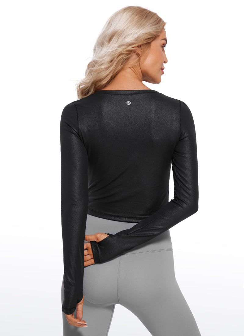 CRZ YOGA Legging Yoga Lengan Panjang Butterluxe Wanita Black Classic Leather