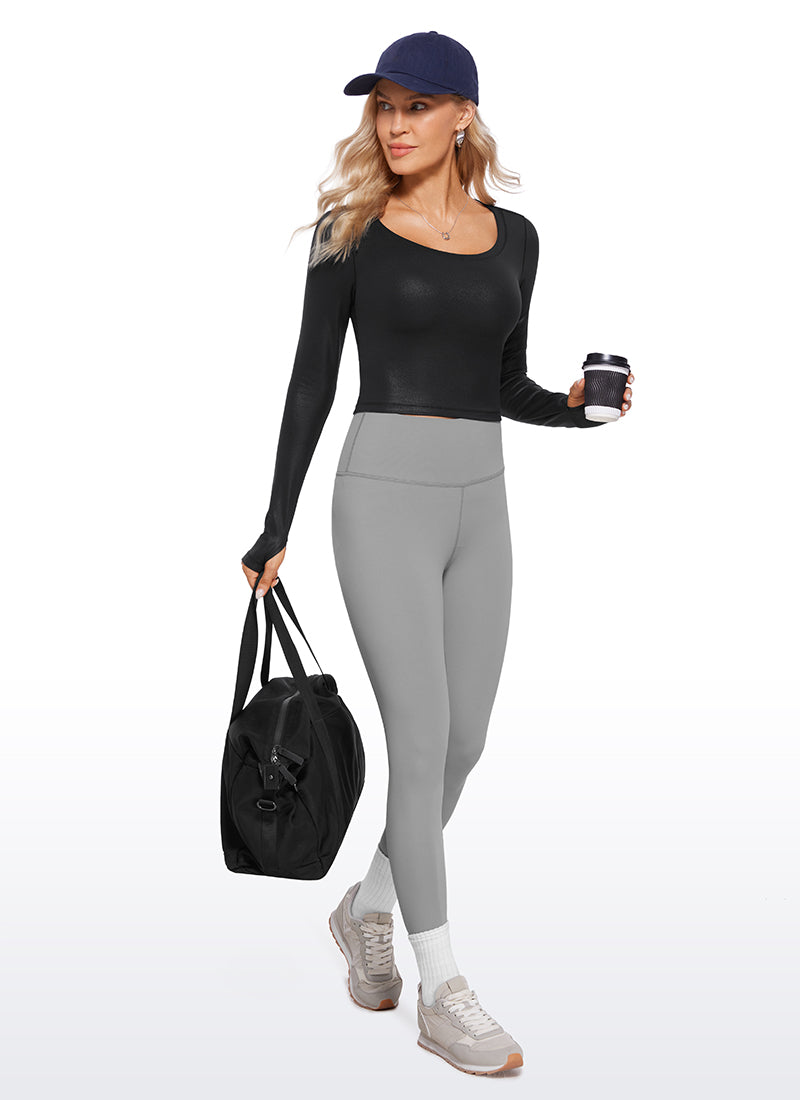 CRZ YOGA Legging Yoga Lengan Panjang Butterluxe Wanita Black Classic Leather