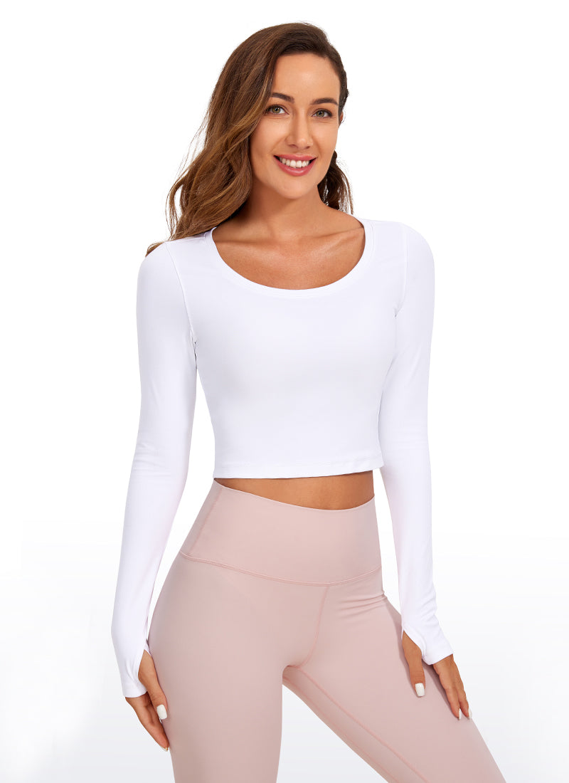 CRZ YOGA Seluar Legging Yoga Lengan Panjang Butterluxe Wanita White