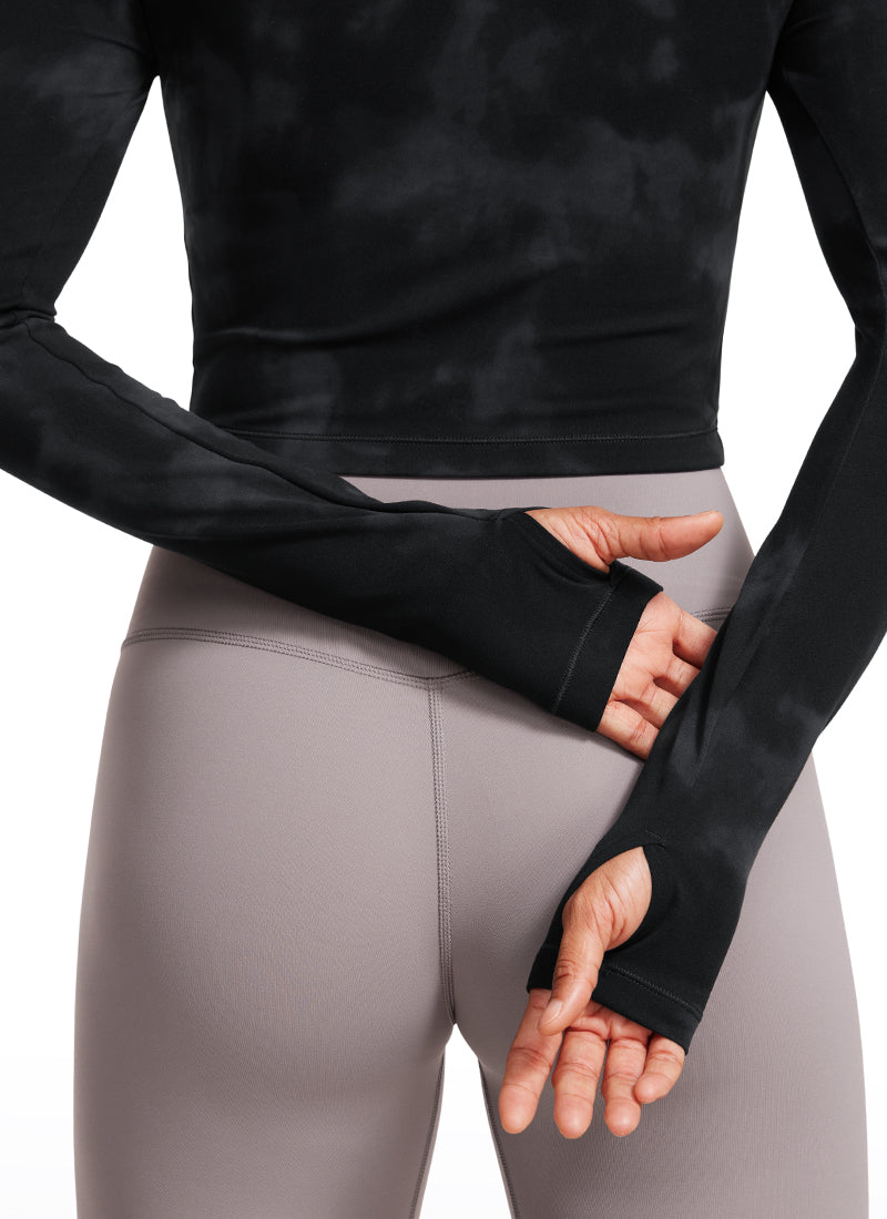 CRZ YOGA Legging Yoga Lengan Panjang Butterluxe Wanita Black Tie Dye Flowers