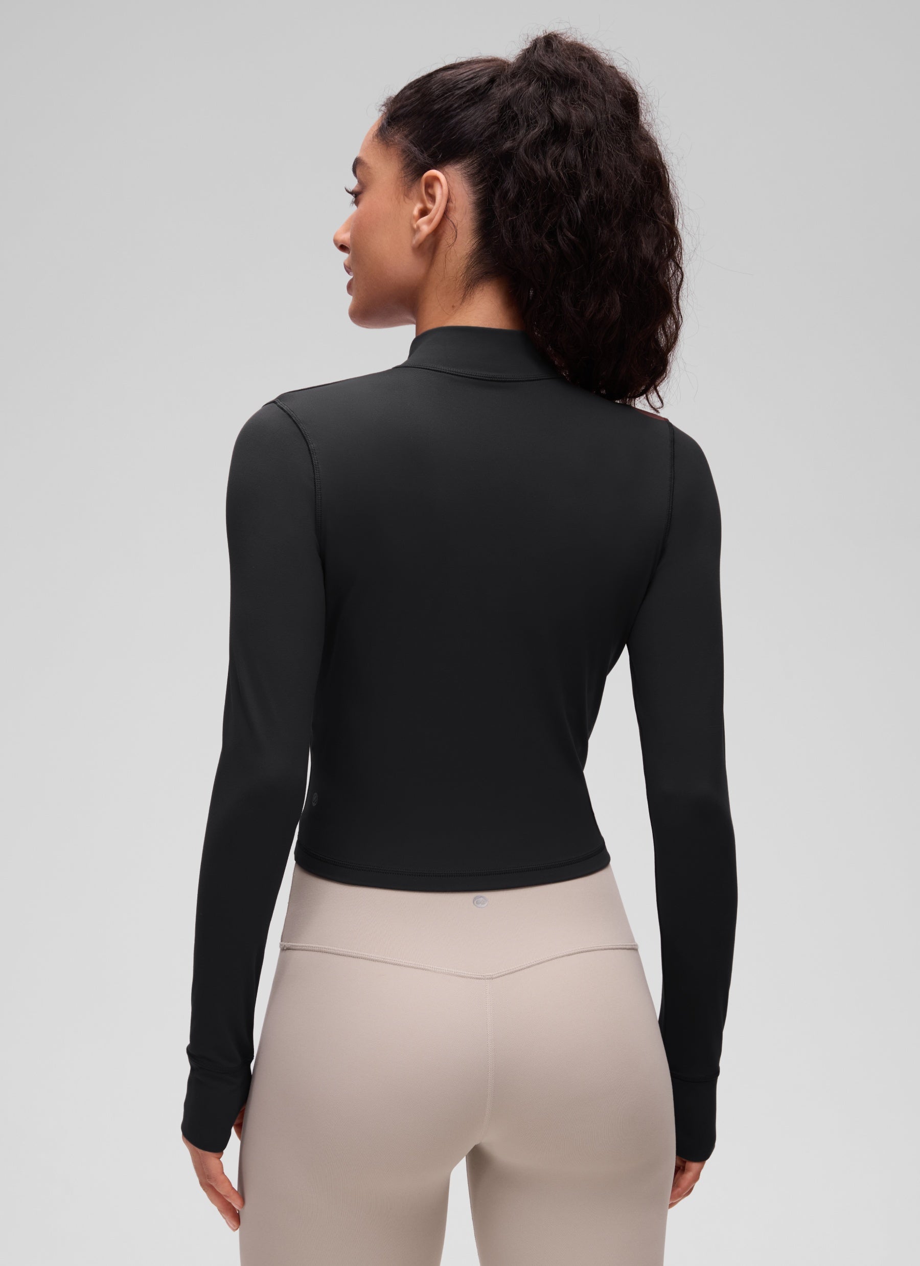 CRZ YOGA Wanita Butterluxe Jaket Pakaian Luar Berzip Penuh Hitam
