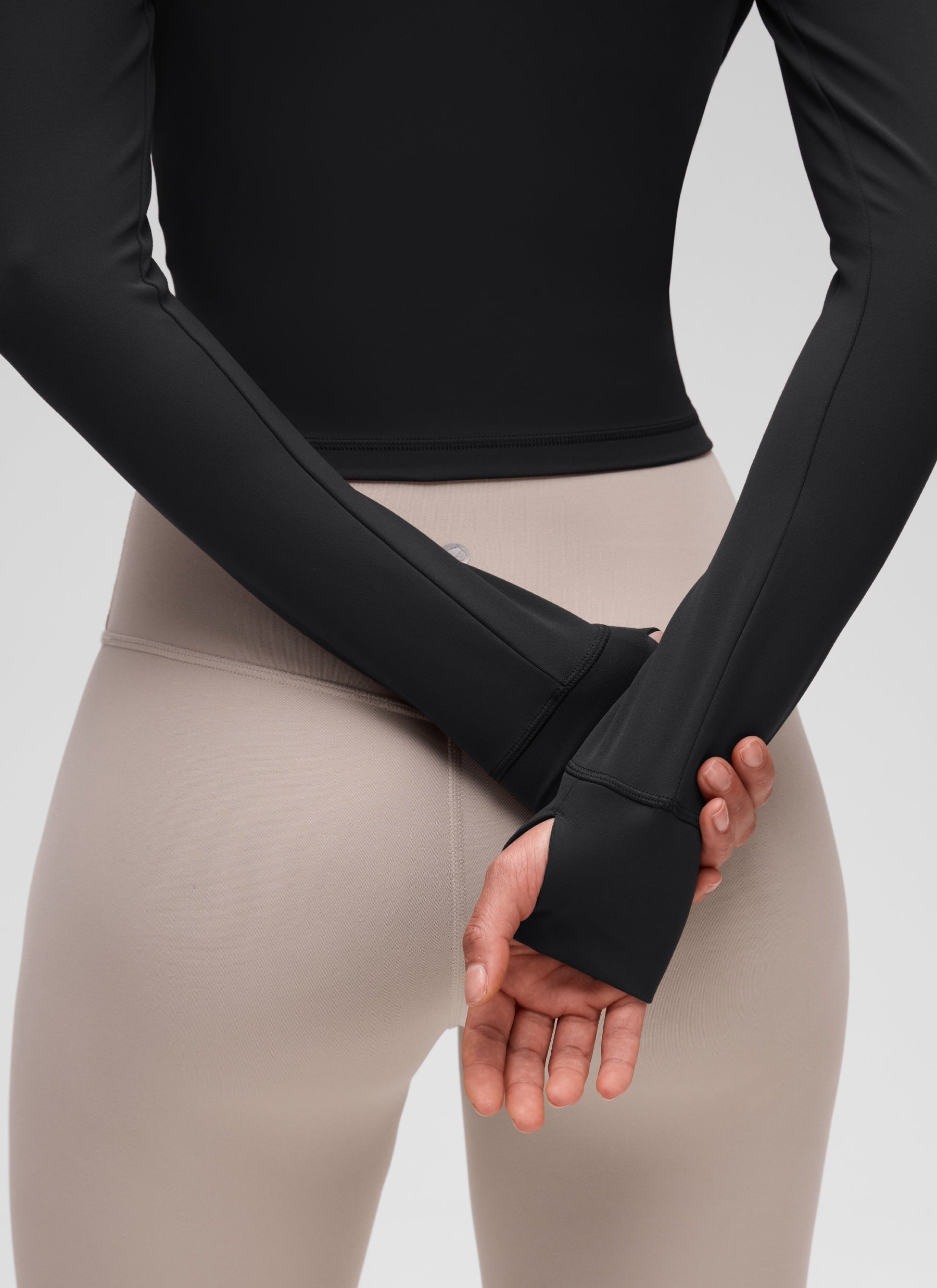 CRZ YOGA Wanita Butterluxe Jaket Pakaian Luar Berzip Penuh Hitam