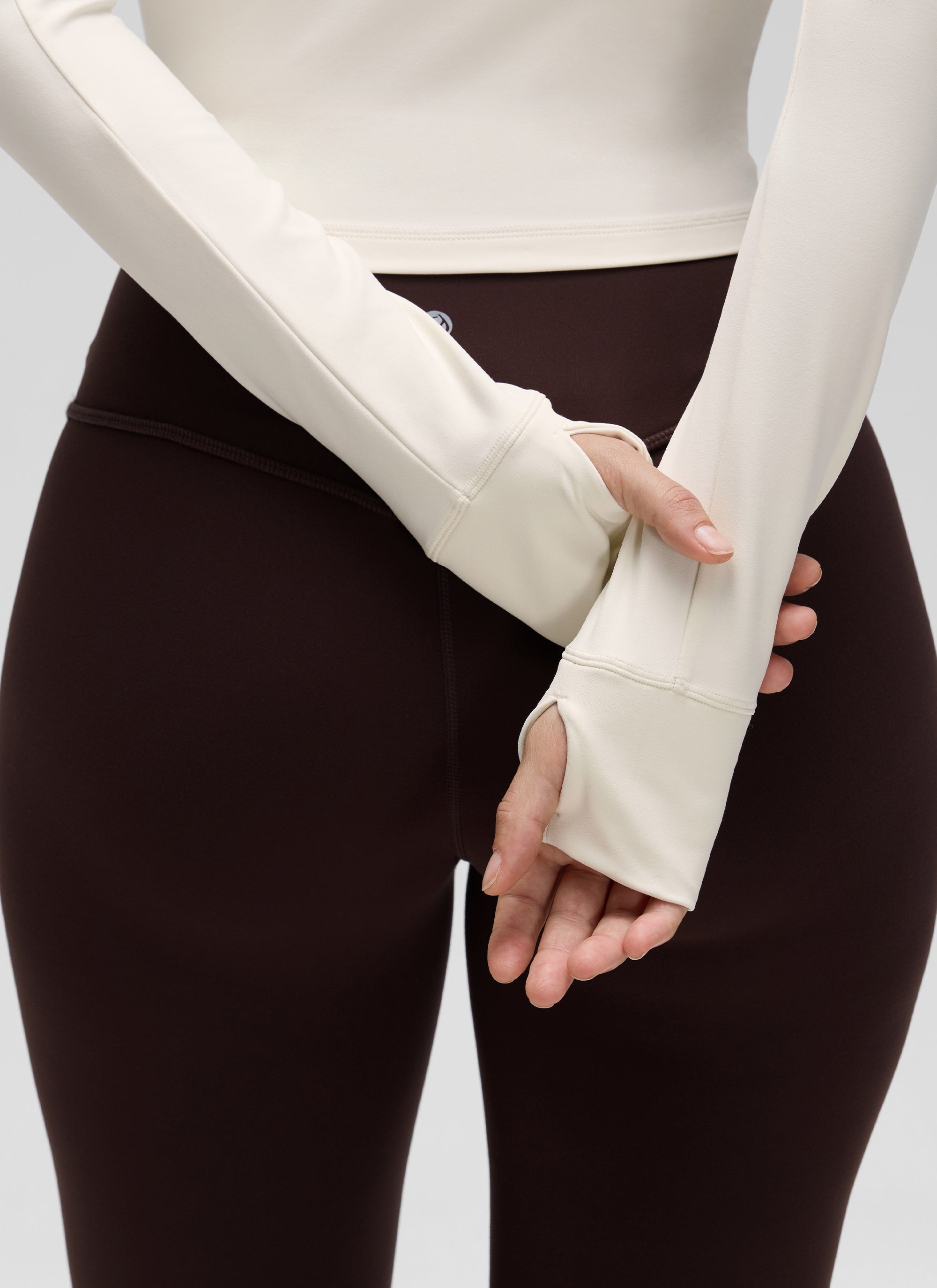 CRZ YOGA Wanita Butterluxe Jaket Pakaian Luar Berzip Penuh Aprikot Putih