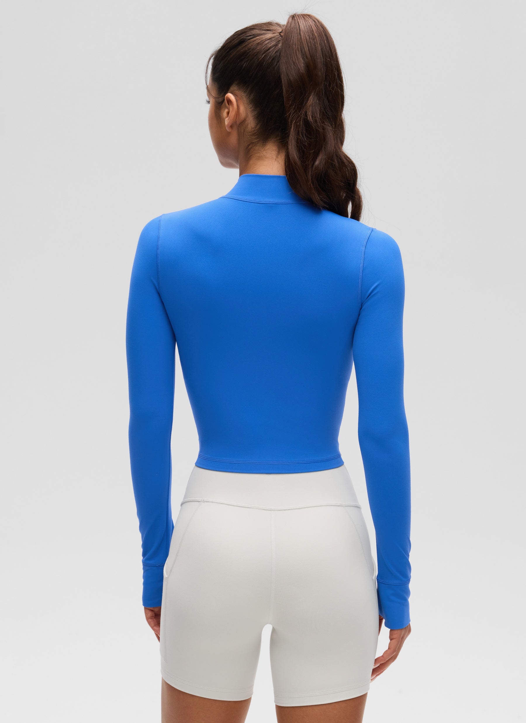 CRZ YOGA Wanita Butterluxe Jaket Pakaian Luar Berzip Penuh Biru Berkilau