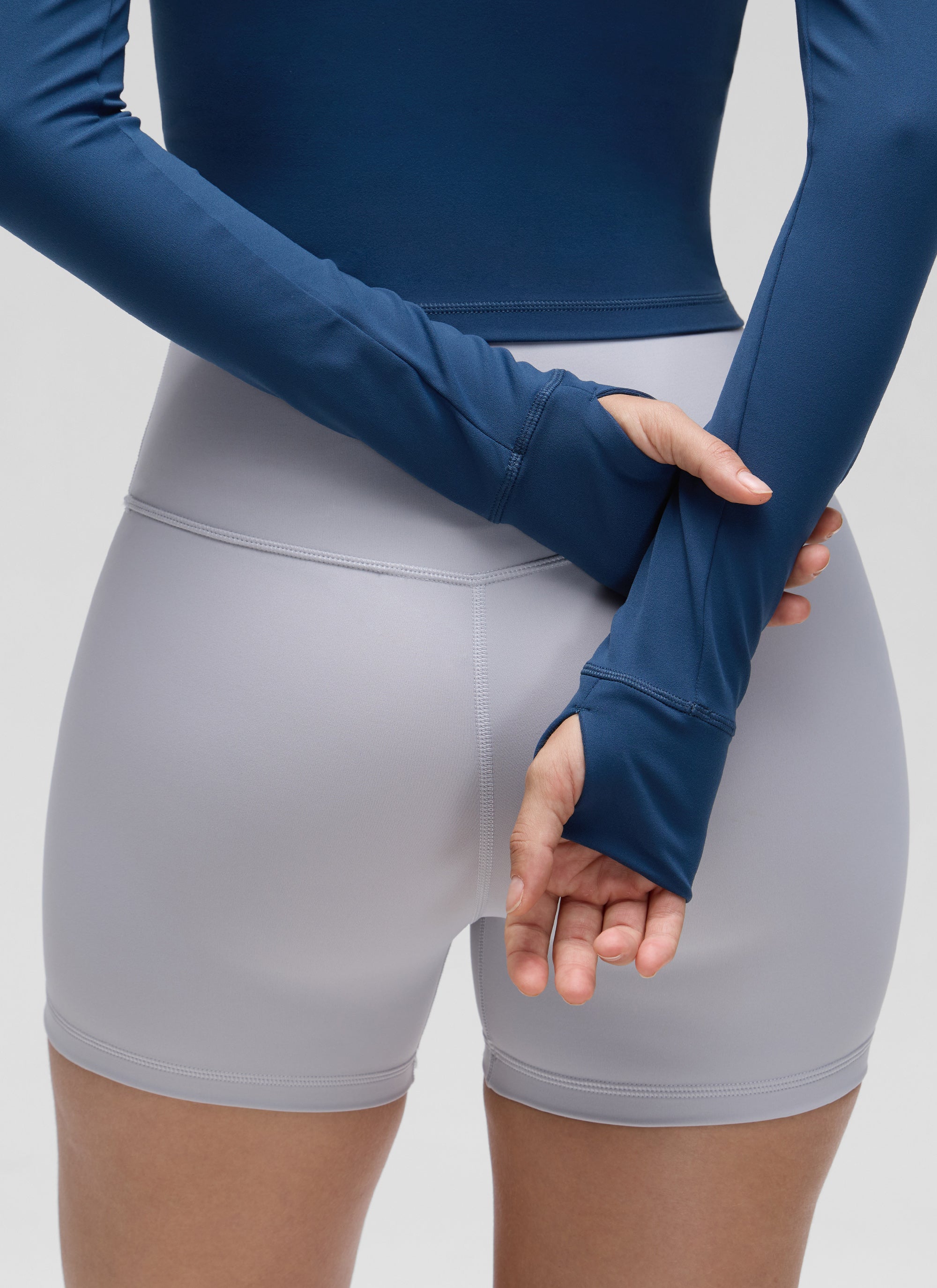 CRZ YOGA Wanita Butterluxe Jaket Pakaian Luar Berzip Penuh Tentera Laut Perancis