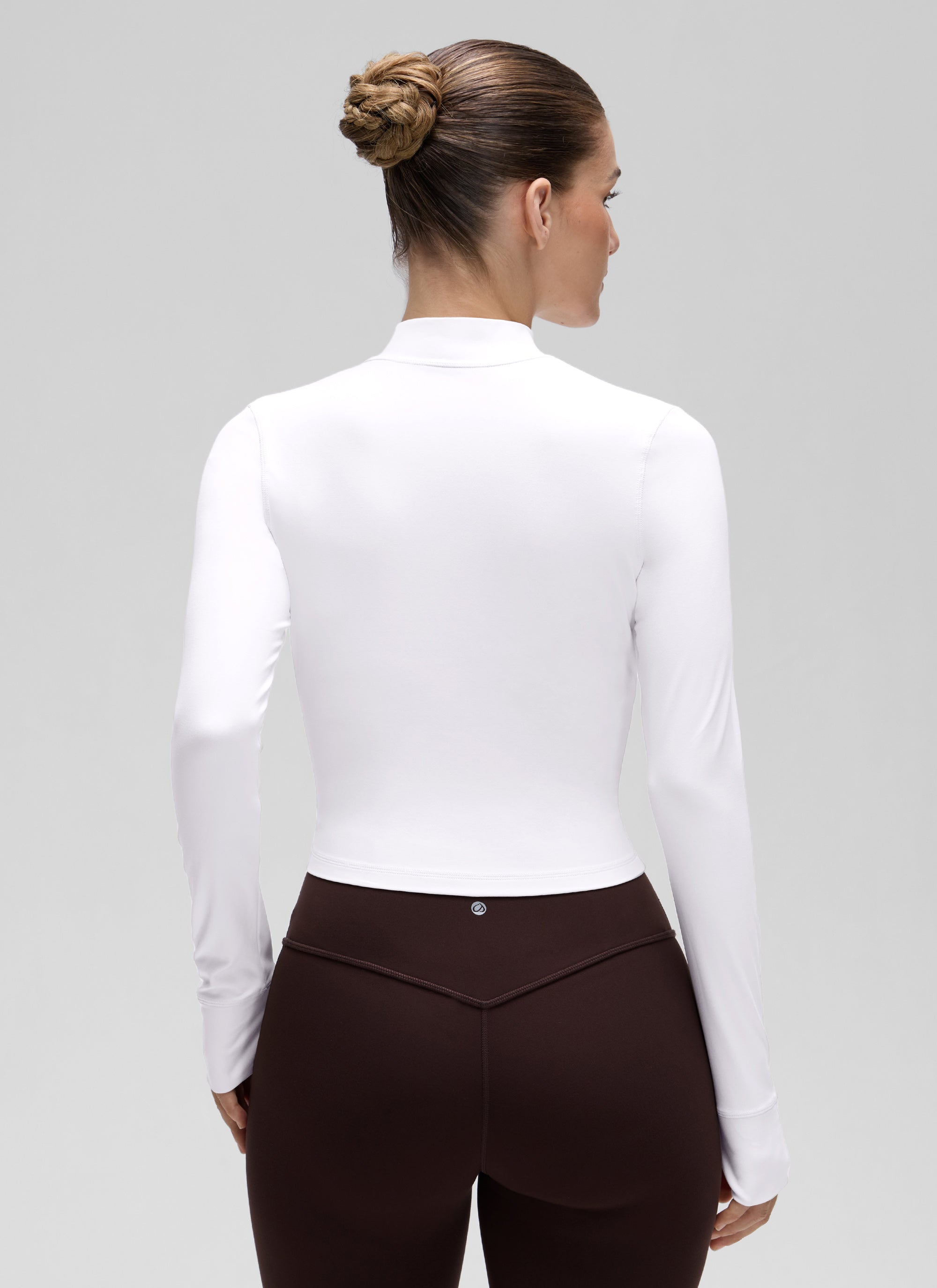 CRZ YOGA Wanita Butterluxe Jaket Pakaian Luar Berzip Penuh Putih